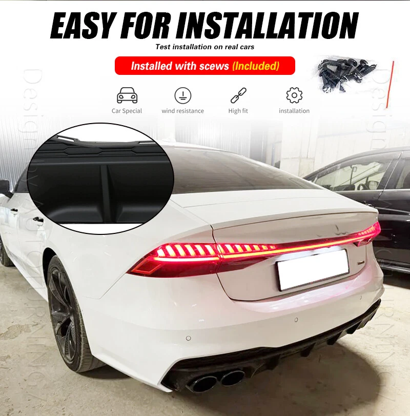 For Audi A7 Quattro Sportback 2019-23 Rear Bumper Diffuser Lip W/ Black Exhaust - Image 3 of 4