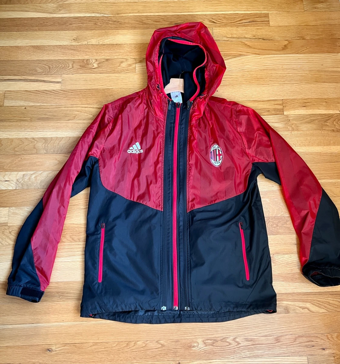 Adidas AC Milan Men's Jacket with Hood Red/Black Size L