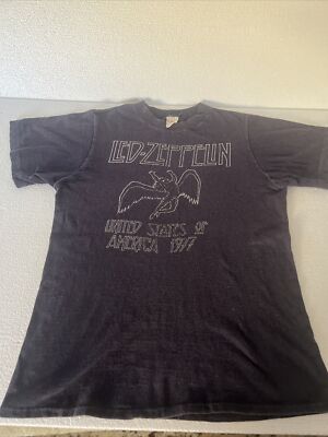 トップス Led Zeppelin 1977 US TOUR T original Vintage Led Zeppelin Shirt T Shirt 1977 American Tour T