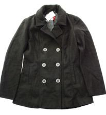 NWT - GUESS Women's DAYNA CORE Black Wool DOUBLE-BREATED PEACOAT Size: M