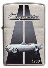 Zippo Chevrolet Corvette 1953 C1 brushed Chrome Custom Lighter Very Rare NEW