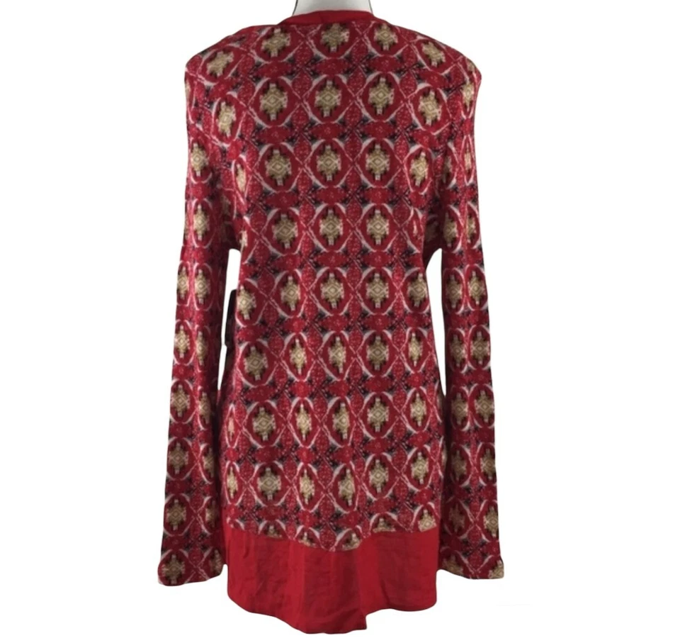 ☀️Чип и перец красный / черный / желтовато-коричневый туника sz M геометрический принт высокий низкий подол - Изображение 3 из 3