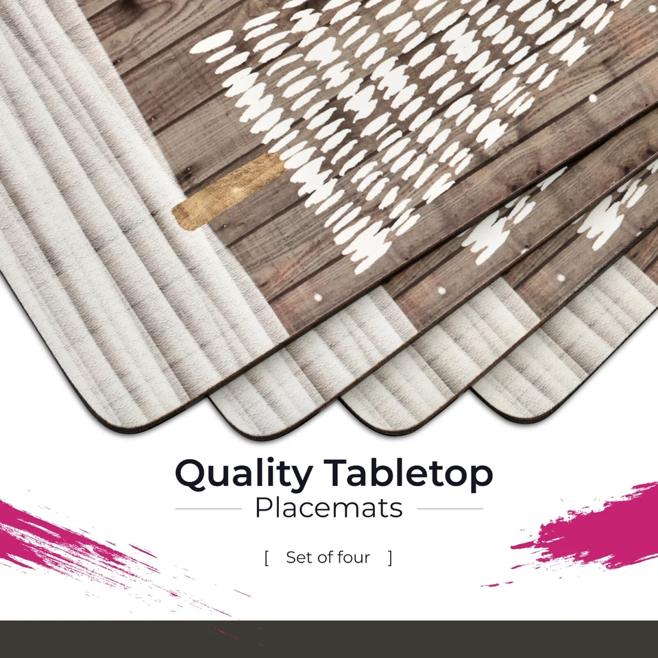 Colchonetas de Navidad blancas de madera Pimpinela (juego de 4) - con respaldo de corcho Foto 2 de 4