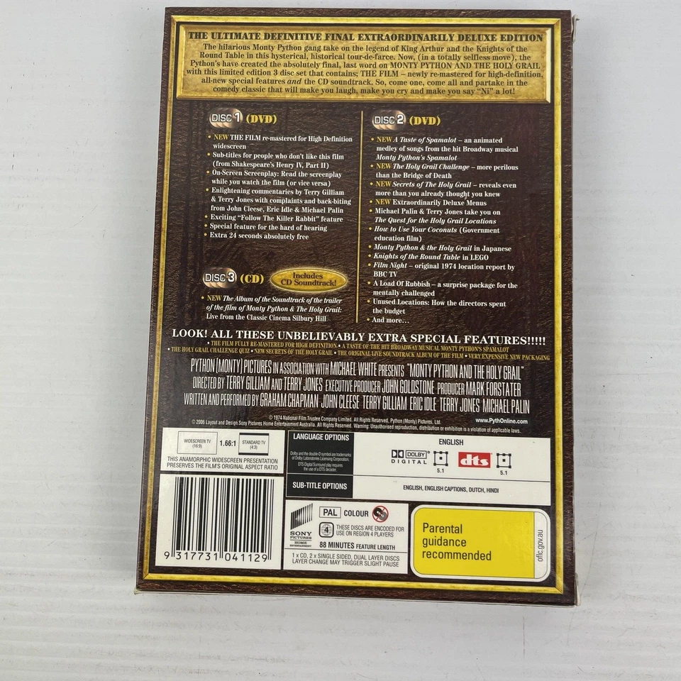 The Holy Grail DVD 1974 Extraordinarily Deluxe Edition Monty Python in Sleeve R4 - Image 2 of 4