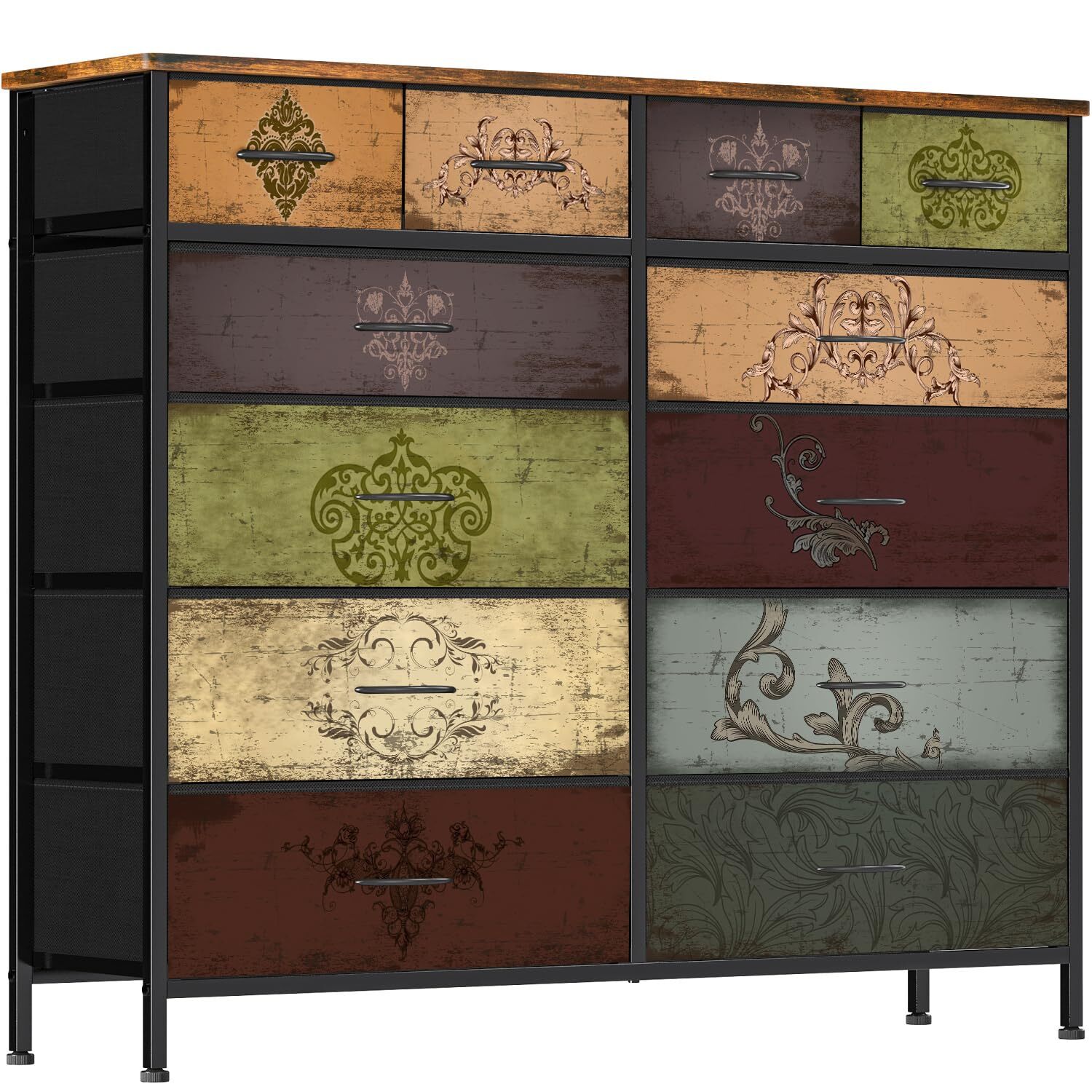 Dresser for Bedroom with 12 Drawers, Tall Fabric Drawer Dresser, Chest of Dra...