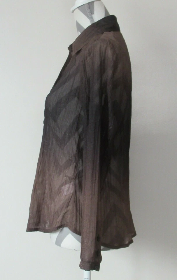 Coldwater Creek 3050 Mujer Top Largo Slv Botón Frontal Marrón Transparente Poli Talla S (6-8) Foto 4 de 4