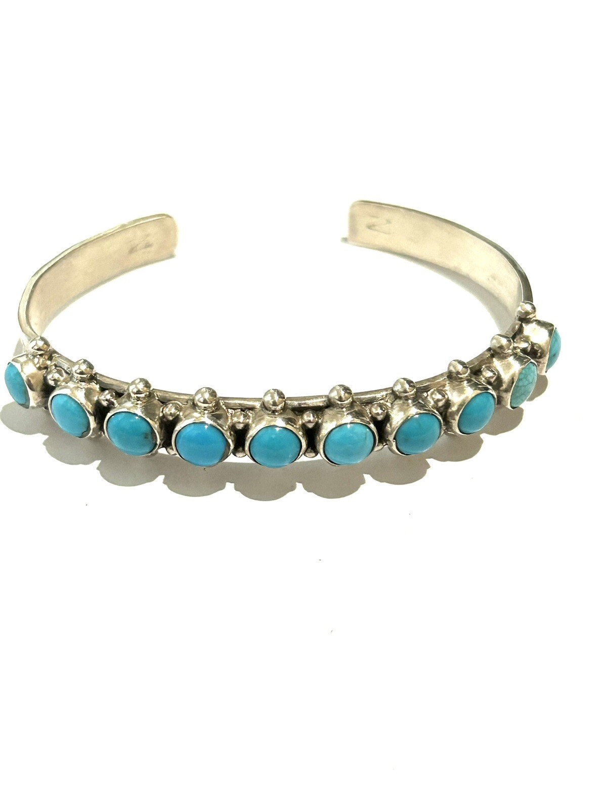 Native American Sterling Silver Handmade Navajo Turquoise Cuff Bracelet ...