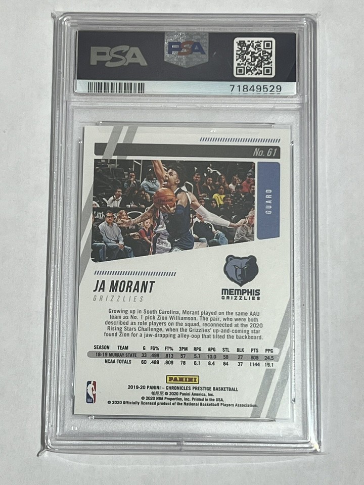 2019 Panini Chronicles Basketball Ja Morant Rookie Card RC