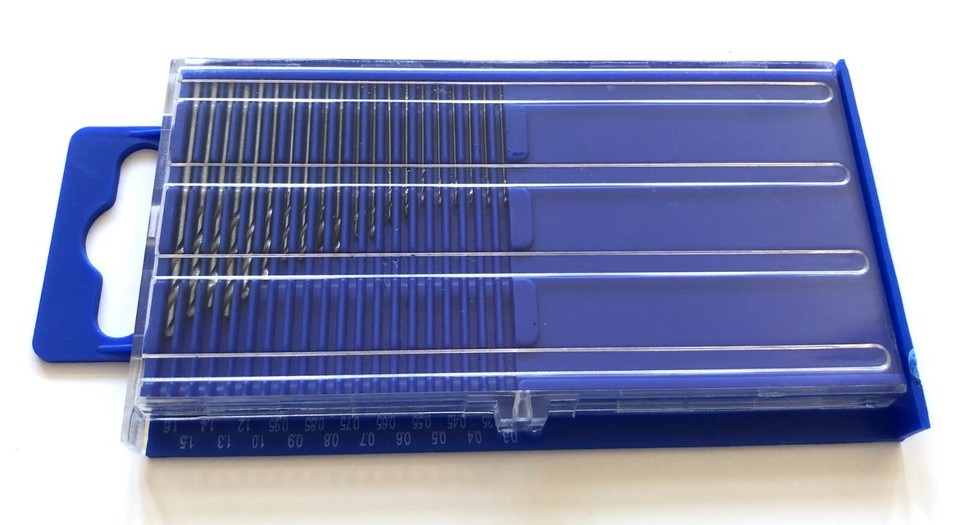 20pc HSS Twist Mini Micro Index Drill Bit Wire Gauge Set with Plastic ...