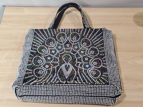 Vintage Beaded Retro Bag Purse Peacock Multicolored Boho 60s 70s Hong Kong FLAW - Picture 2 of 17