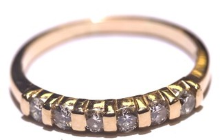 14k yellow gold .42ct round pave diamond prong set wedding band ring 2.6g 8.25