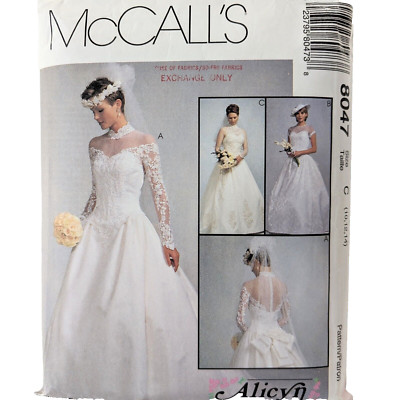 McCall's Wedding Gown Bride's Sewing C(10,12,14) Pattern 8047 Uncut Factory Fold
