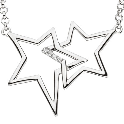 Jobo Damen Anhänger Aus 925 Sterling Silber Mit Zirkonia – Quadratisch, Rhodiniert, Inkl. Zertifikat