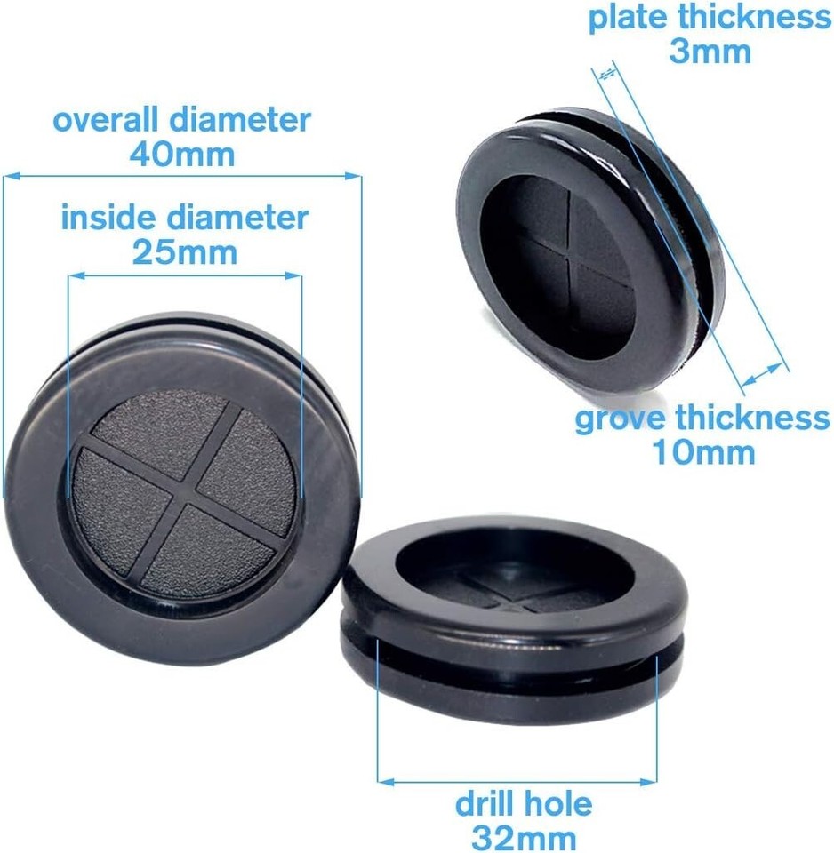 1'' ID 11/4" Drill Hole Rubber Grommets Firewall Hole Plugs Wire