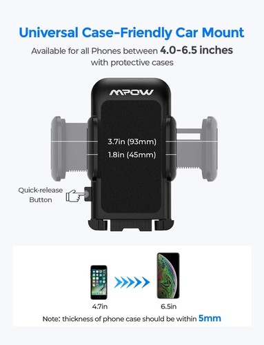 Mpow Car Windshield Mount Cradle Holder Stand for Cell Phone Universal 360° - Picture 6 of 7