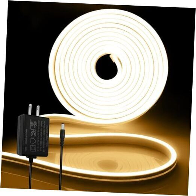 Led Strip Lights, 16.4Ft/5M Neon Led Light Strip with Power Warm White-image