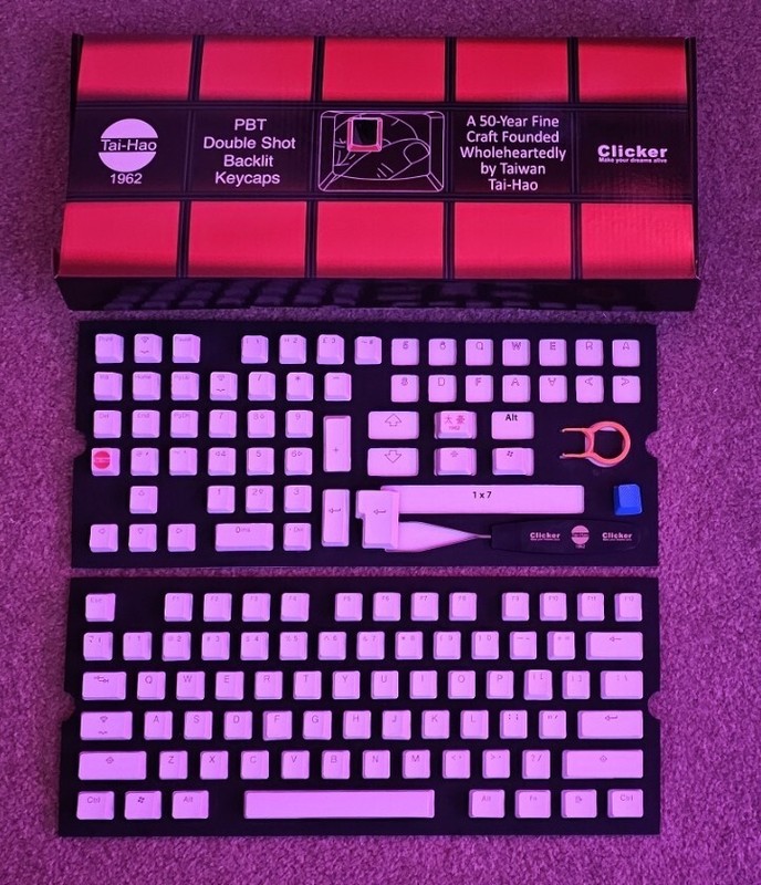 Tai-Hao PBT Backlit Double Shot Keycap Set Pure White for Cherry switches