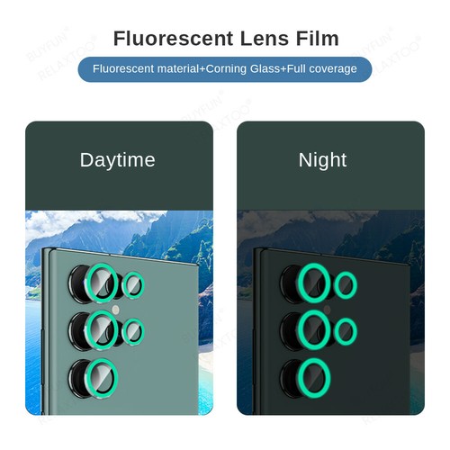 Leuchtende Samsung Galaxy S22 S23 Ultra Kamera Len Metall Glas Schutz Ring Folie - Bild 3 von 16