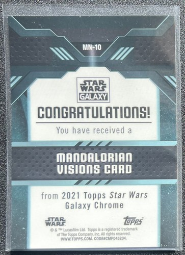 Tarjeta Mandalorian Visions 2021 Topps Star Wars Galaxy Chrome Refractor #MN-10 - Imagen 2 de 2