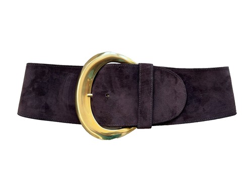 Donna Karan Co Vintage Italy Brown Leather with Gold Buckles 