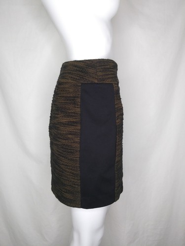 ann taylor loft skirt 2p 2 petite straight pencil above knee brown black - Picture 3 of 7