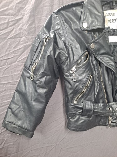 Golden Leather Coat Sz 4T faux Leather Biker Coat kids Jacket - Picture 3 of 15