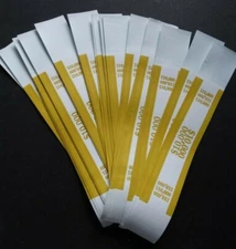 50 - Mustard $10,000 Cash Money Self-Sealing Straps Currency Bands 