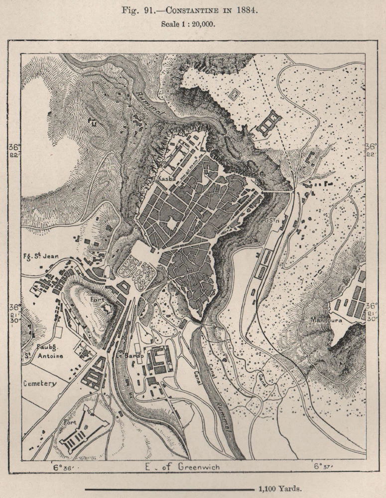 Map of Constantine in 1884
