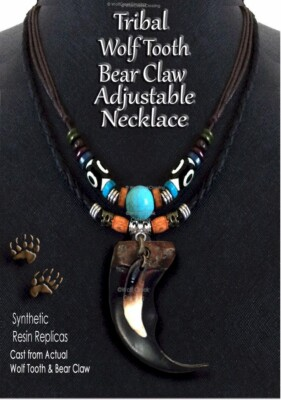 #ad New WOLF TOOTH BEAR CLAW NECKLACE Turquoise TRIBAL 2 Layer Rugged Replica HOT#x27; $24.97