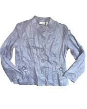 NEW CHICO  S Linen Luxe Button Down Closure Blazer Jacket Metallic Purple sz 1