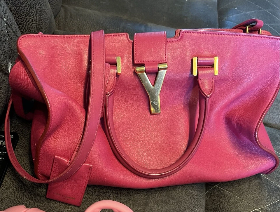 Yves Saint Laurent YSL Ligne Y Cabas Medium Satchel Crossbody Pink - Image 2 of 4