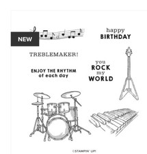 Stampin Up Enjoy The Rhythm Set Of 8 Red Rubber Stamps New