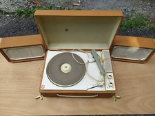 ancien tourne disque vinyle PHILIPS double enceinte 60's , malette. vintage