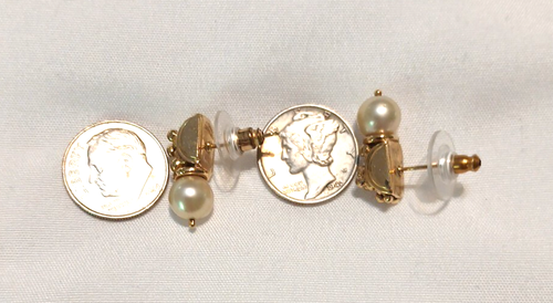 Vtg Michael Dawkins Starry Signe14K Gold & Pearl Post Earrings for Pierced Ears - Picture 7 of 7