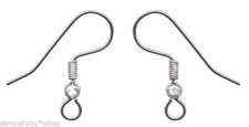 100 Stainless Steel EAR WIRES French Hook w/ Silver Plated Ball  Coil Earrings