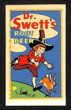 Dr. Swett's Root Beer Vitachrome Water Transfer Decal Rabbit Pilgrimc1940's-50s