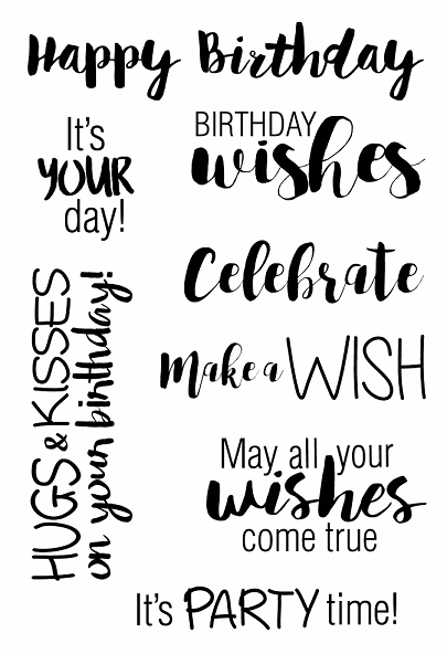 New Jane's Doodles  Clear Stamps Birthday Wishes