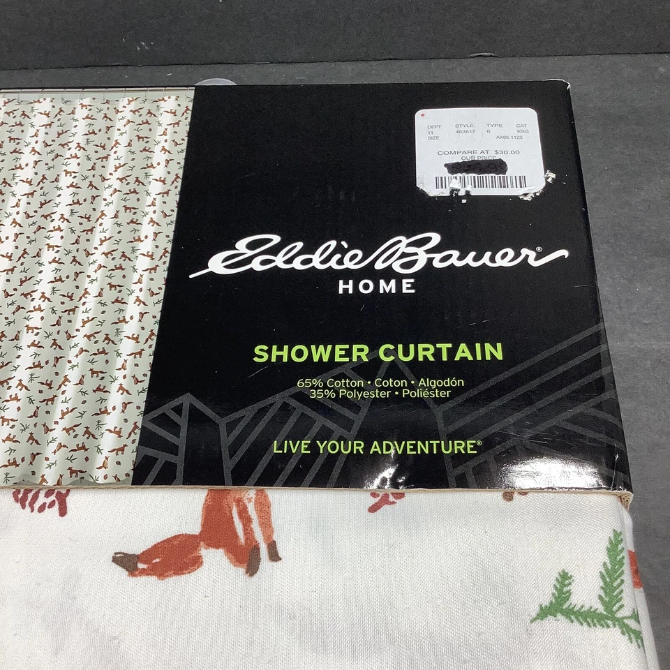 Eddie Bauer Fox Navidad Vacaciones Algodón/Poliéster Cortina de Ducha NUEVA 72” Foto 3 de 3
