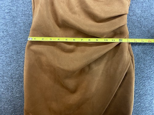 Iris Faux Suede Dress Women’s Size Small Sleeveless Ruched Mini Brown - Picture 4 of 9