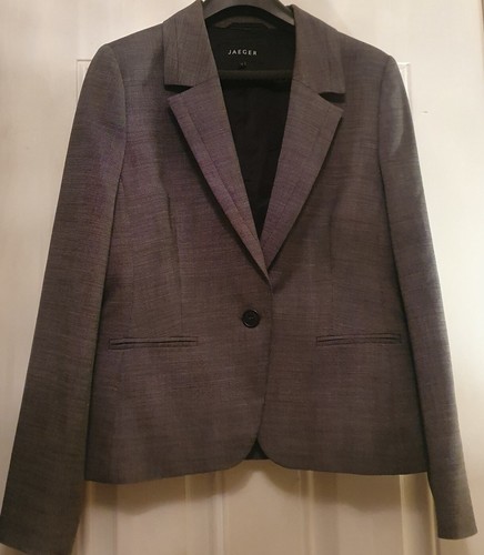 Jaeger Wool Blend Skirt Suit Size 12 Womens Grey 2 piece - Picture 9 of 13