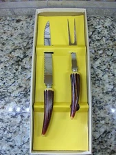 VINTAGE EVERSHARP STAINLESS CARVING SET CUTLERY ORIGINAL BOX SHEFFIELD ENGLAND