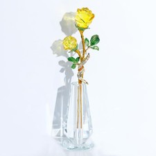 Arikyrist Crystal Yellow Rose Flower Gifts for Women Glass Bouquet Ornament