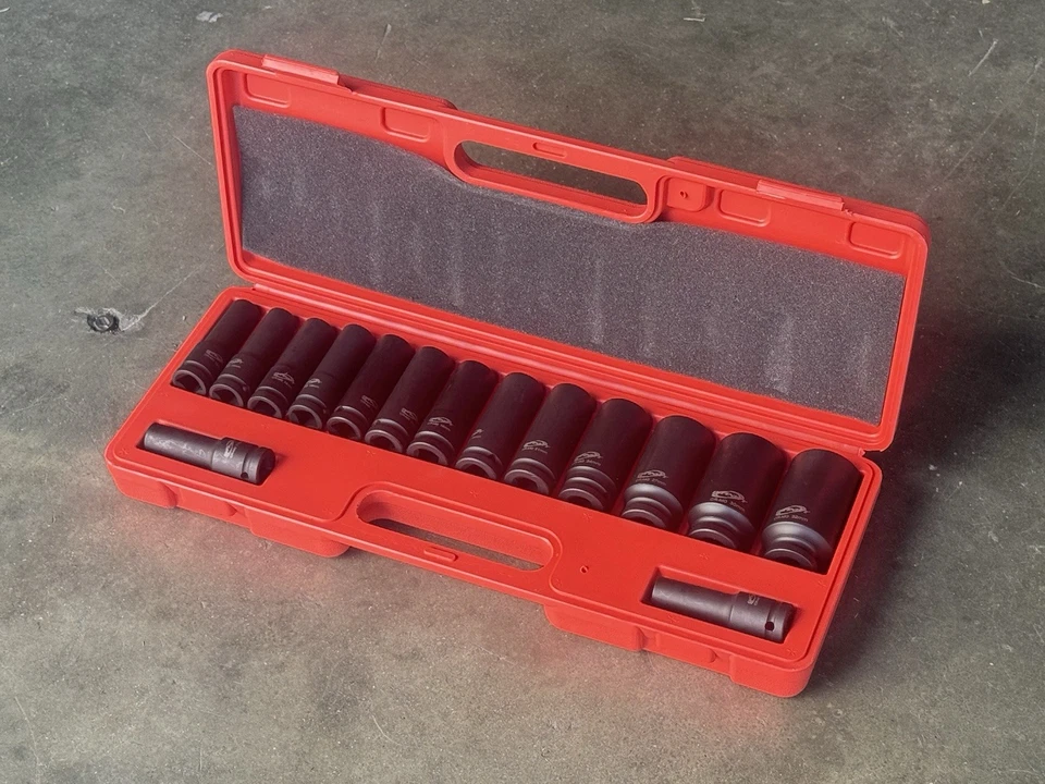 15pcs 1/2” Dr. 12 Point Spindle Axle Deep Impact Socket Set Metric 10-32mm CRMO - Image 4 of 4