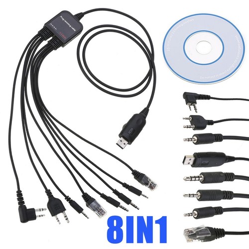 8 in1 USB Programming Cable Cord Wired For Motorola Baofeng Kenwood HYT Radio - Afbeelding 6 van 24