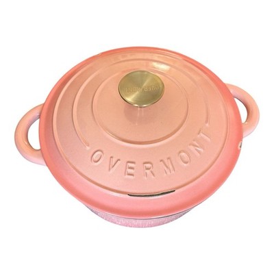 Overmont 5,2L Rosa Emailliert Gusseisen Dutch Oven Topfset mit Deckel & Rezeptheft