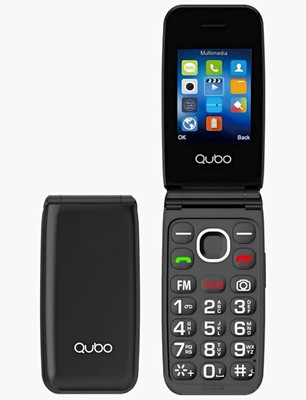 Qubo Klapphandy Flip Großtasten SOS-Taste Kamera USB-C Schwarz