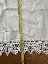 Vintage Cotton Table Runner With Lace Edging Handmade 1980’s