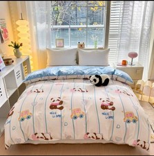 Cute Panda Cartoon Bedding Set   100 Cotton Duvet Cover, 4-Piece, Reversible