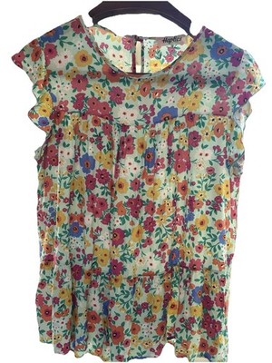 HAPTICS by Holly Harper XL Mint Flora Flutter Sleeve  Ruffle Springtime Floral