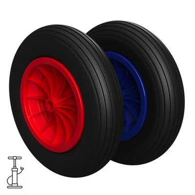 SUPROD Luftrad Ø 370 mm 3.50-8 Gleitlager Schubkarrenrad Reifen